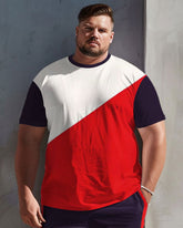 Men's Plus Size Casual Simple Color-block Printed T-shirt Shorts Suit